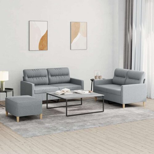 VidaXL 3-dijelni set sofa s jastucima svjetlosivi od tkanine Slike