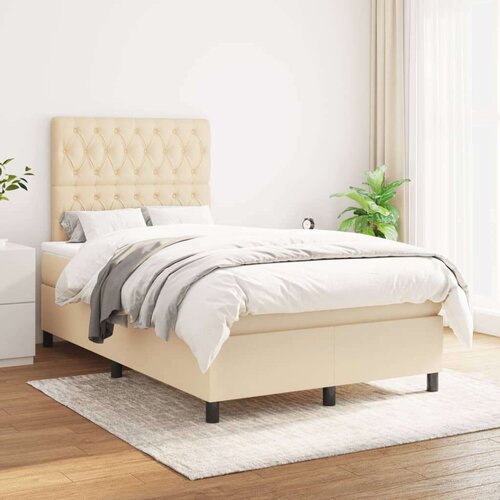  Box spring postelja z vzmetnico krem 120x200 cm blago, (20895706) Cene