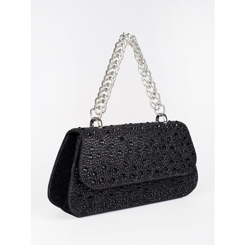 Shelvt Black small sequin bag with silver handle Cene