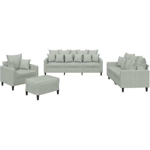  4-dijelni set sofa s jastucima svjetlosivi bar&amp;scaron;unasti Slike