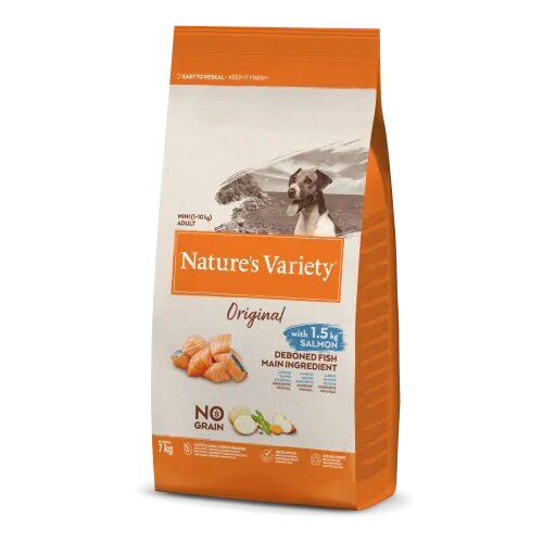 Nature's Variety suva hrana sa ukusom lososa za odrasle pse original gf mini adult 7kg Slike
