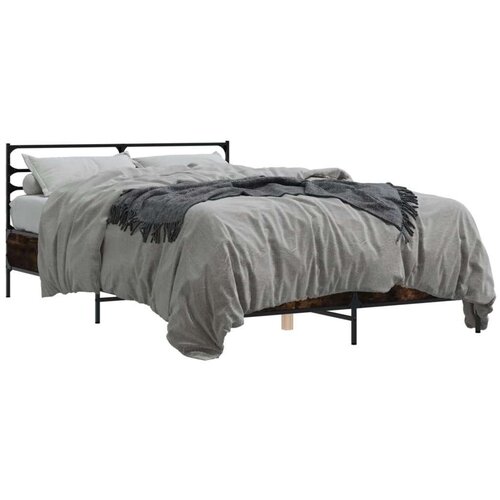  Okvir kreveta boja hrasta 140x190 cm konstruirano drvo i metal Slike
