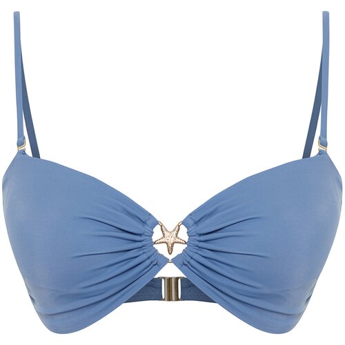 Trendyol Blue Strapless Accessory Bikini Top Slike