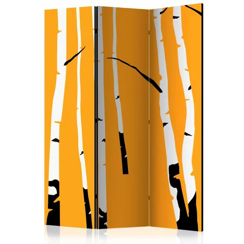  Paravan u 3 dijela - Birches on the orange background [Room Dividers] 135x172