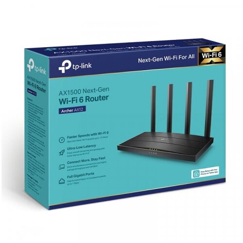 Tp-link bežični ruter archer AX12 WiFi/AX1500/1201Mbps/300Mbps/1GWAN 4GLAN/4 antene Slike
