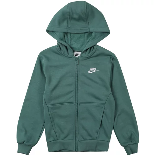 Nike Sportswear Jopa na zadrgo 'CLUB' smaragd / bela