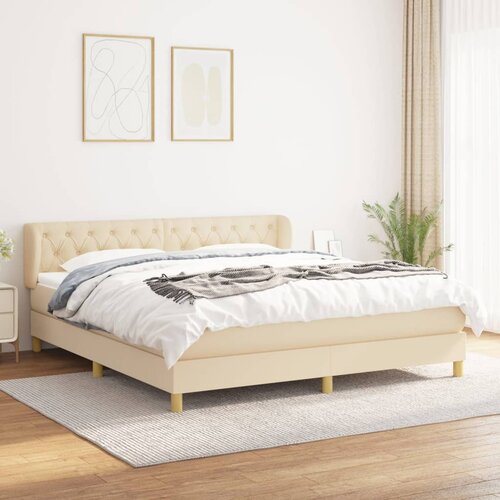 The Living Store Box spring postelja z vzmetnico krem 160x200 cm blago - Box Spring Postelja, (21514506) Cene