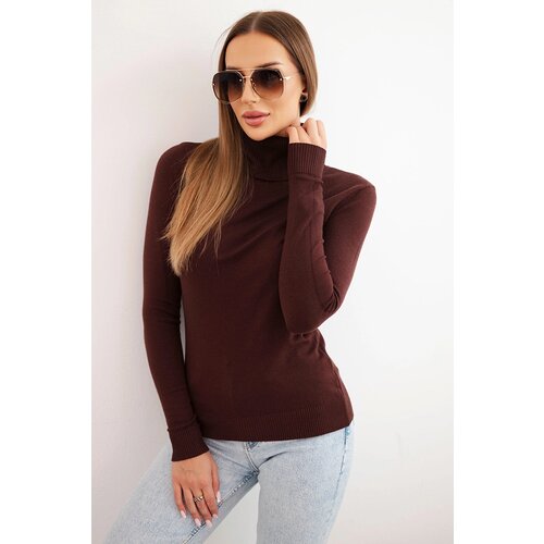 Kesi Włoski Women&amp;#039;s viscose sweater with a turtleneck and long sleeves brown Slike
