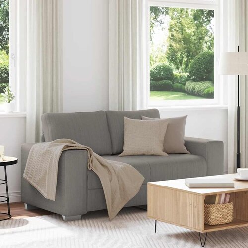  Dvosjed svijetlosiva 160x77x82 cm korduro tkanina Slike