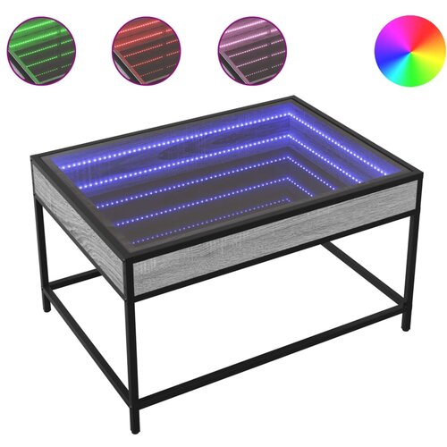 Maison Chic Klubska mizica - kavna mizica - Nizka mizica z neskončnimi LED siva sonoma 70x50x41 cm, (21752010) Slike