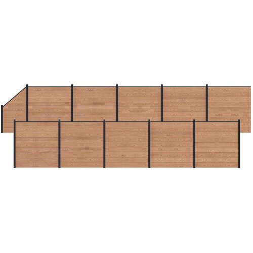 PANEL ograde 11 pcs WPC i aluminij Smeđa Slike