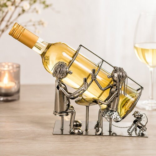  Kovinsko stojalo za vino zaljubljen par s psom Cene