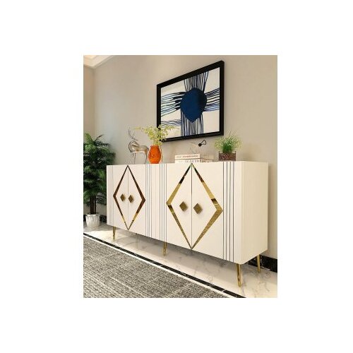 Hanah home komoda domino KB150 white gold Cene