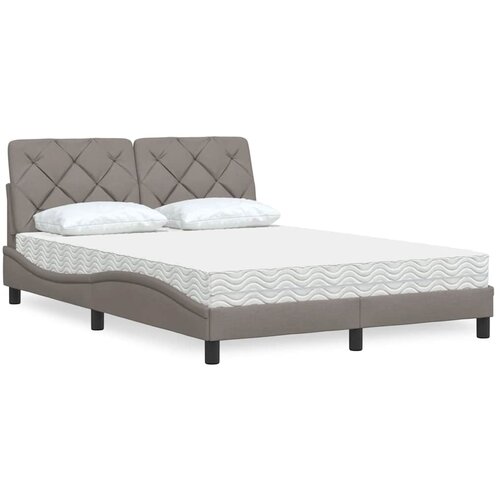 VidaXL Postelja z vzmetnico taupe 140x200 cm blago Slike