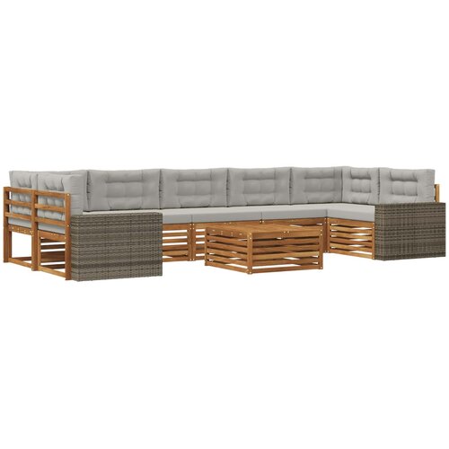  Set vanjskih sofa 8 kom. Prirodna i svjetlosiva Slike
