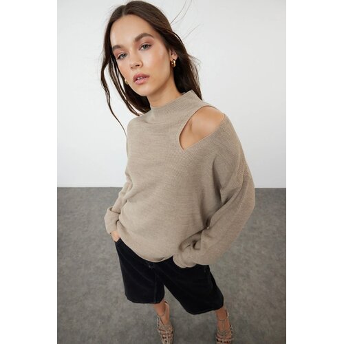 TRENDYOLMILLA ženski duks TWOAW24KZ00342, taupe-bež Slike