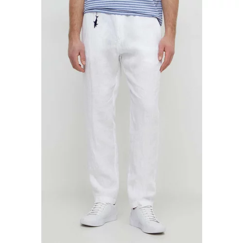 Paul&Shark Lanene hlače boja: bijela, chinos kroj
