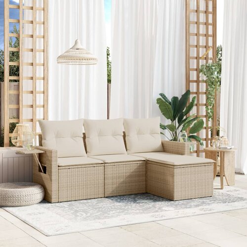 vidaXL 4-dijelni set vrtnih sofa s jastucima bež od poliratana Cijene