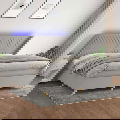  Box spring postelja z vzmetnico LED sv. siva 160x200 cm blago, (20937702) Slike