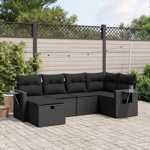  6-dijelni set vrtnih sofa s jastucima crni od poliratana Cijene