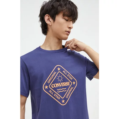 Converse Bombažna kratka majica moški, mornarsko modra barva