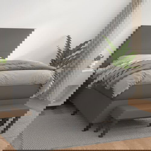 VidaXL Box spring postelja z vzmetnico siv 100x200 cm umetno usnje Slike