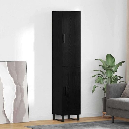 vidaXL Highboard Crni hrast 34,5 x 34 x 180 cm Konstruirano drvo Cijene