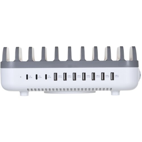 Manhattan Charging Station, 10x Ports: 3x USB-C (up to 18W PD) and 7x USB-A (up to 12W), 120W Total Output, White/Grey, Three Year Warranty, Box Cijene