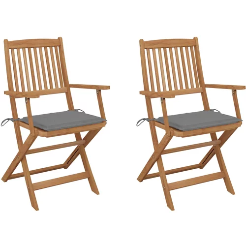 vidaXL Sklopive vrtne stolice s jastucima 2 kom od bagremovog drva