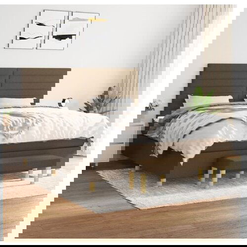 vidaXL Box spring postelja z vzmetnico temno rjava 180x200 cm blago Cene