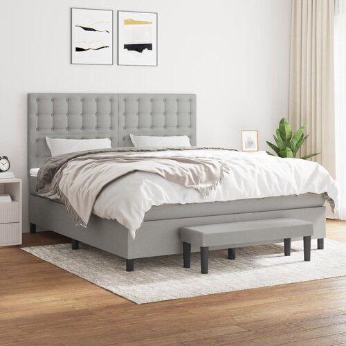 The Living Store Box spring postelja z vzmetnico svetlo siva 160x200 cm žamet - Box Spring Postelja, (21491358) Slike