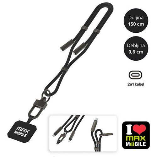 Max Mobile DATA KABEL TYPE C-TYPE C,Fashion 6mm vezica 2u1,1.5m ,Black Cijene