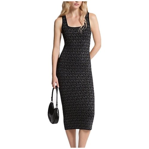 Michael Kors Dolge obleke METALLIC MK SQ NK DRS Črna Slike