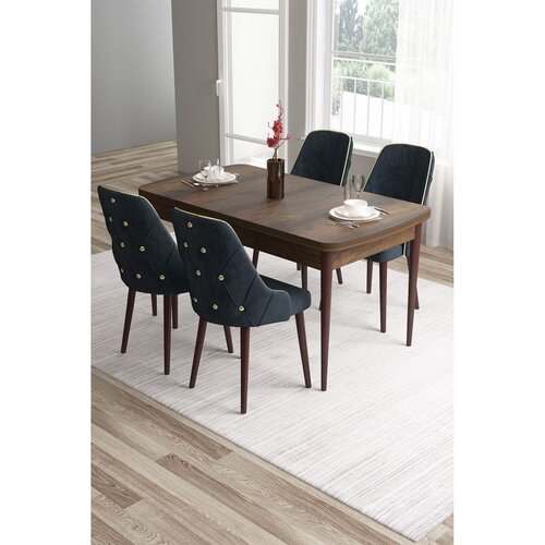 Hanah home trpezarijski set Tia, sto i 4 stolice, ploča u dekoru drveta Baroque, antracit tkanina Babyface Cene