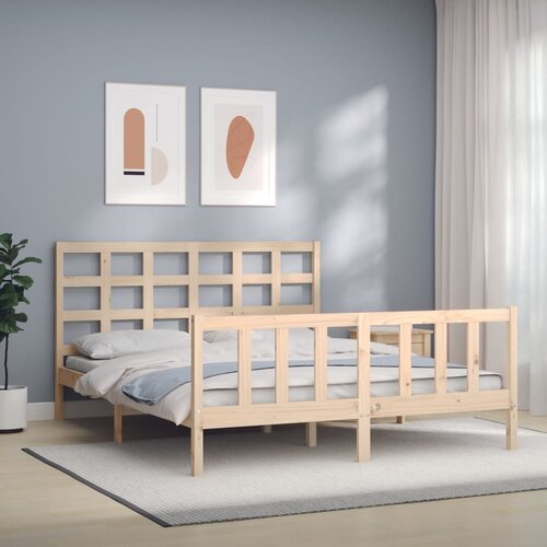 vidaXL Posteljni okvir z vzglavjem 160x200 cm trden les Cene