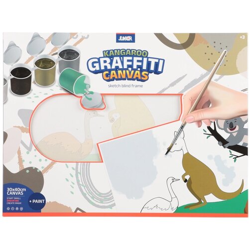 Junior Graffiti canvas, blind ram sa skicom, kengur, bela, 30x40cm Cene
