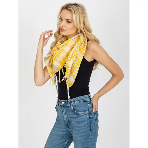 Fashion Hunters Yellow and white scarf with fringes