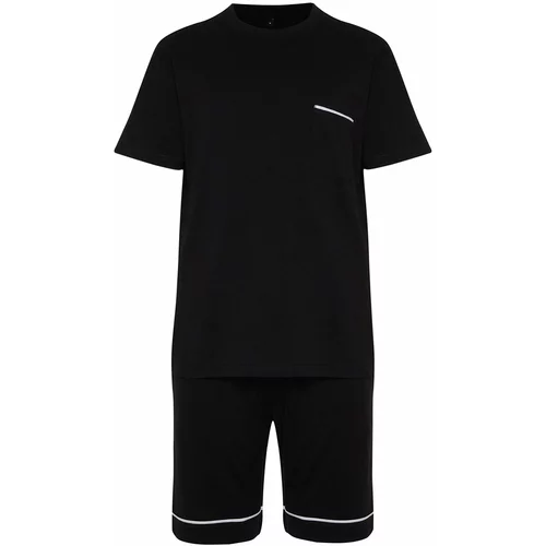 Trendyol Men's Black Regular Fit Ribbed Knitted Pajamas Set
