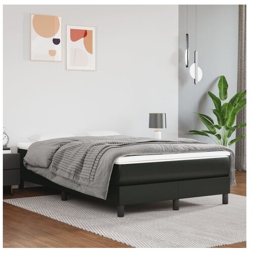  Box spring postelja z vzmetnico črna 120x200 cm umetno usnje Cene