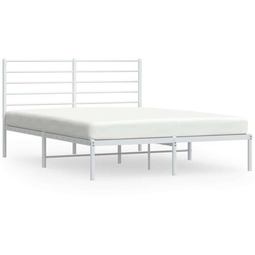 VidaXL Metalni okvir za krevet s uzglavljem bijeli 120 x 190 cm Slike