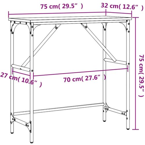  Konzolni stol boja hrasta 75 x 32 x 75 cm konstruirano drvo Slike