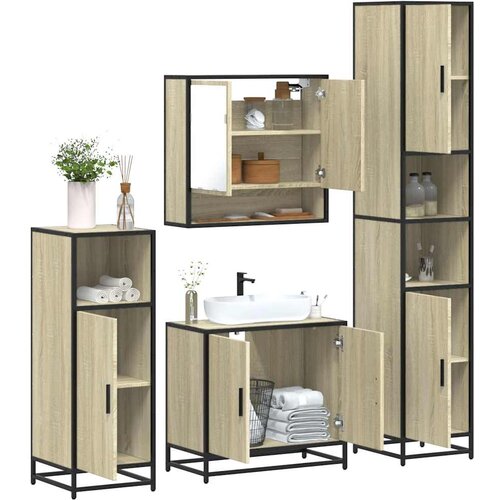 vidaXL 4-dijelni set kupaonskog namještaja boja hrasta sonome drveni Cijene