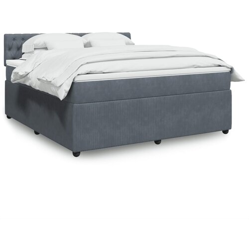 vidaXL Box spring postelja z vzmetnico temno siva 180x200 cm žamet Cene