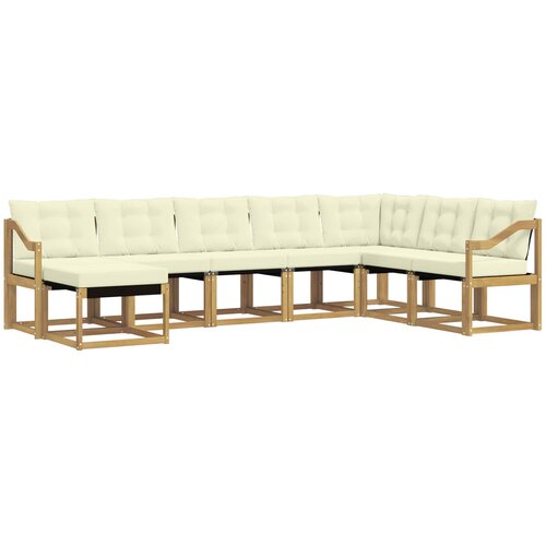  Set vanjskih sofa 8 kom. Bijela i krem Smeđa 304 x 185,5 x 73 cm Slike