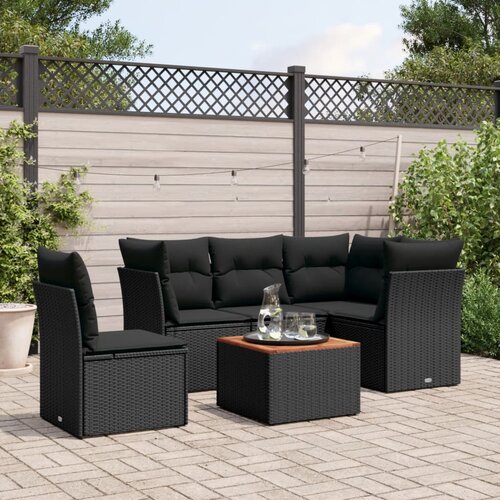  6-dijelni set vrtnih sofa s jastucima crni od poliratana Cijene