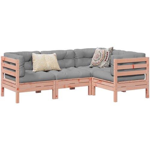  4-dijelni set vrtnih sofa s jastucima od duglazije i jelovina Smeđa Cene