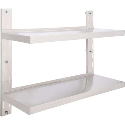 VidaXL Zidne police s 2 razine od nehrđajućeg čelika 100 x 30 cm Slike
