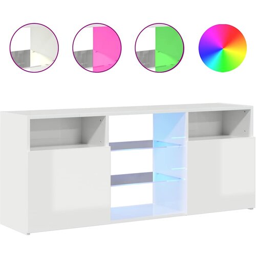 Maison Chic TV omarica - TV stojalo - Televizijska omarica z LED lučkami visok sijaj bela 120x30x50 cm, (21701011) Slike
