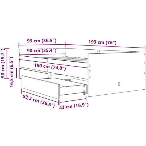  Okvir za krevet s ladicama Umjetnički hrast 90 x 190 cm Slike