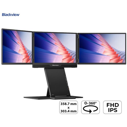 Blackview Trojni prenosni monitor TABLE 16, 38,9 cm (15,3&amp;quot;), FHD+, 60Hz, IPS, 300nit, 100% sRGB, 2x USB-C, 1x miniHDMI, univerzalna združljivost, (5000311360) Slike